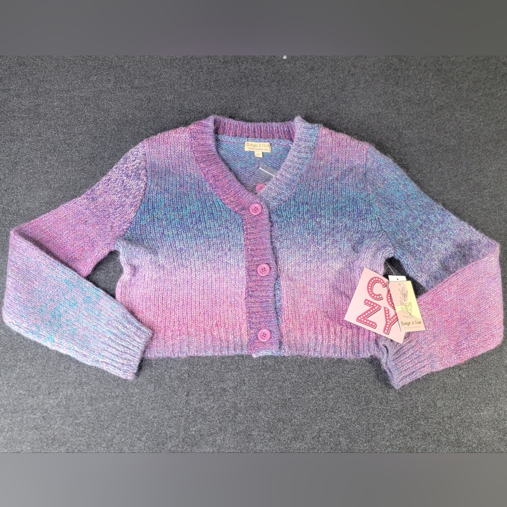 Sage & Oak Young Contemporary Knit Button Front Cropped Women's Cardigan Medium